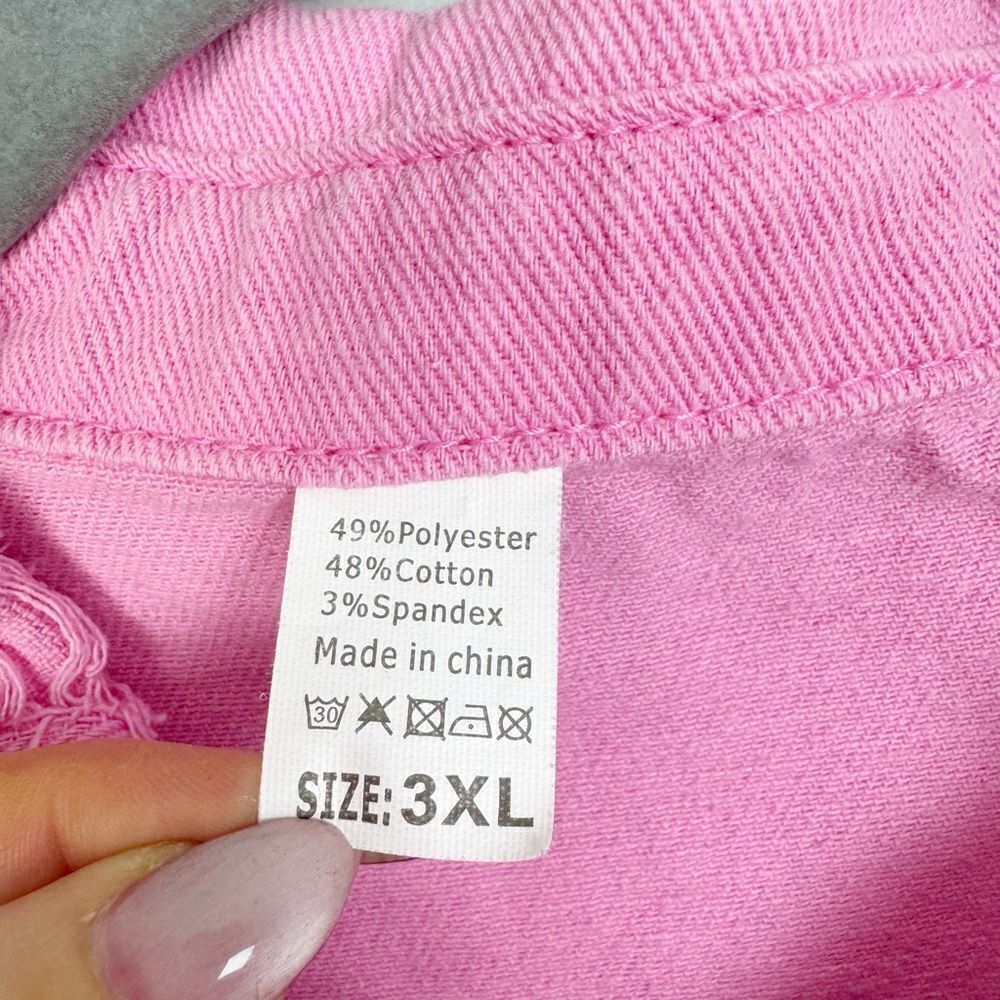 CHIC CHICK UPCYCLE | JONAS BROTHERS Upcycled Pink Denim Jacket Women’s Size 3X - Picture 4 of 6